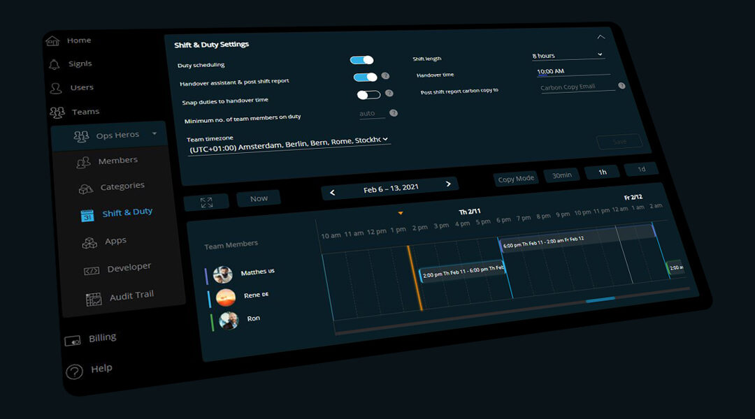 February 2021 Update: Copy duty slots, password change and 2-way integration with ServiceNow and Checkmk