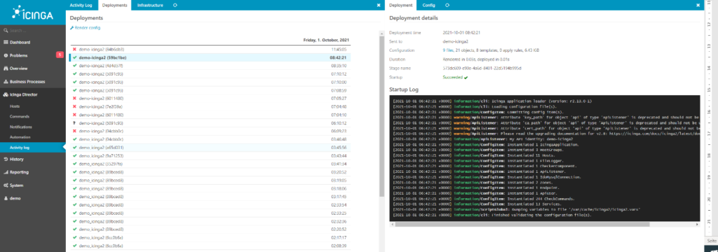 Icinga Deployment Activity Log