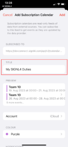 calendar subcription in SIGNL4 iOS