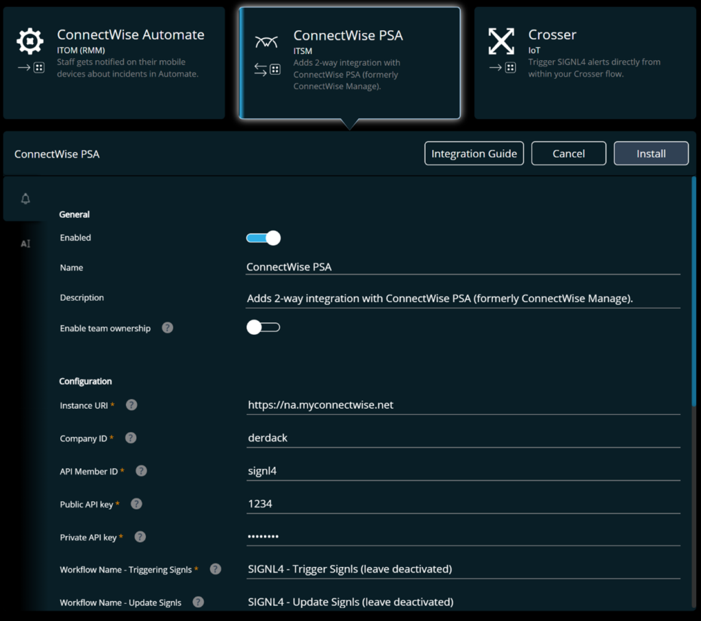 Connectwise and SIGNL4