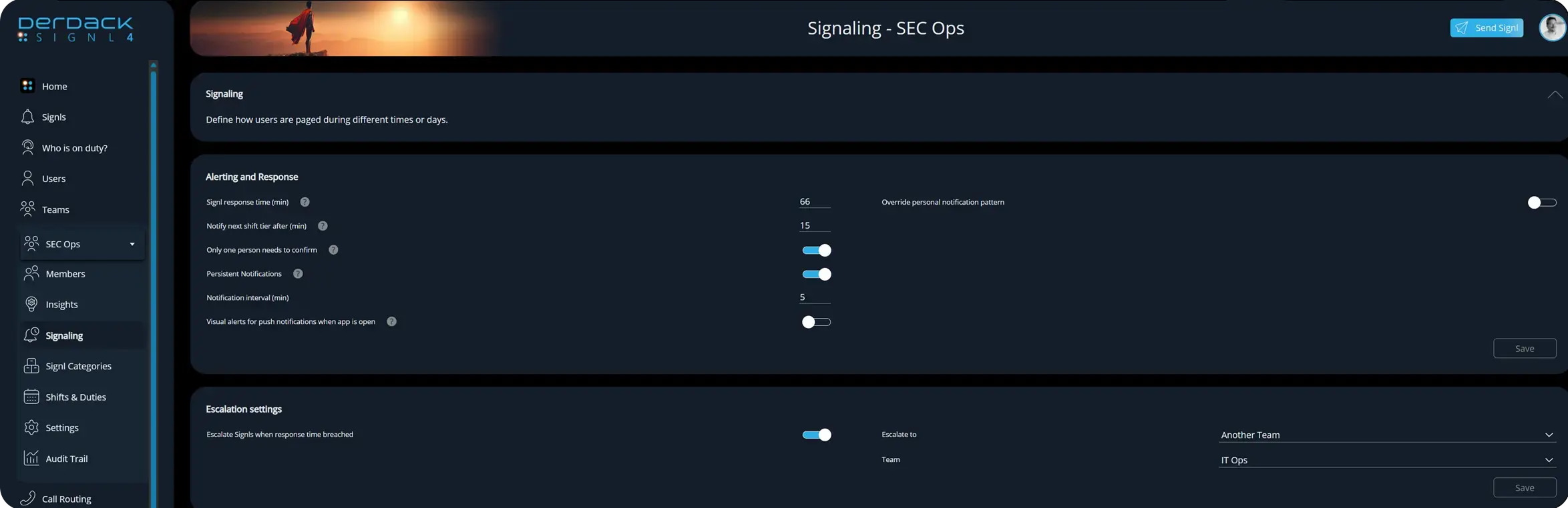 Escalation Times in SIGNL4