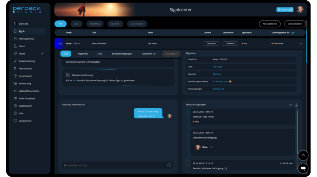 Neues Signl Center im Webportal der Alarmierungssoftware SIGNL4