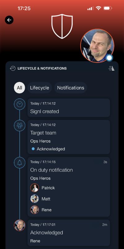 SIGNL4 Mobile App with new Lifecycle View