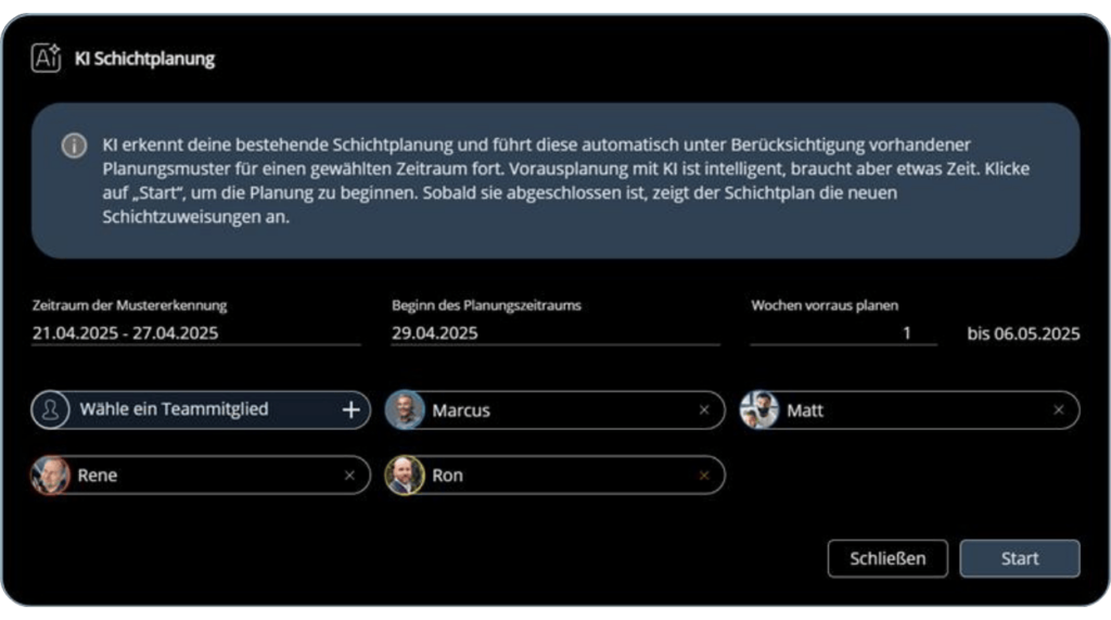 KI gestützte Schichtplanung im SIGNL4 Webportal