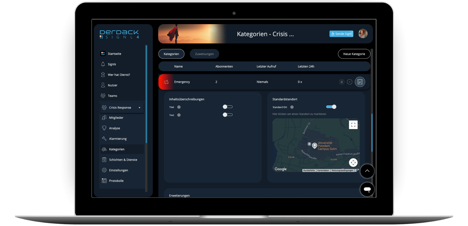 SIGNL4 Webportal Alarmierung per Kick SIGNL4 Webportal Alarmierung per Klick