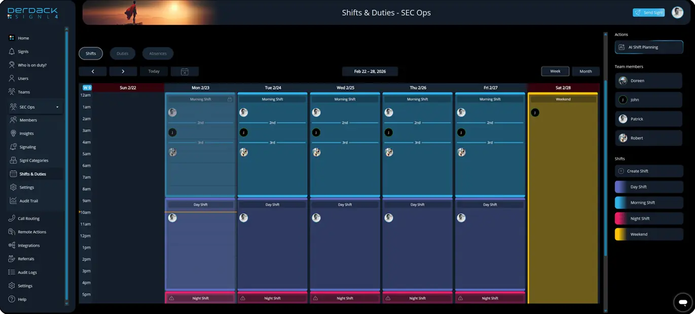 Shift with escalations in SIGNL4