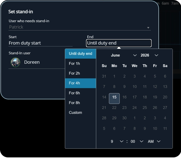Set Stand-In and choose date