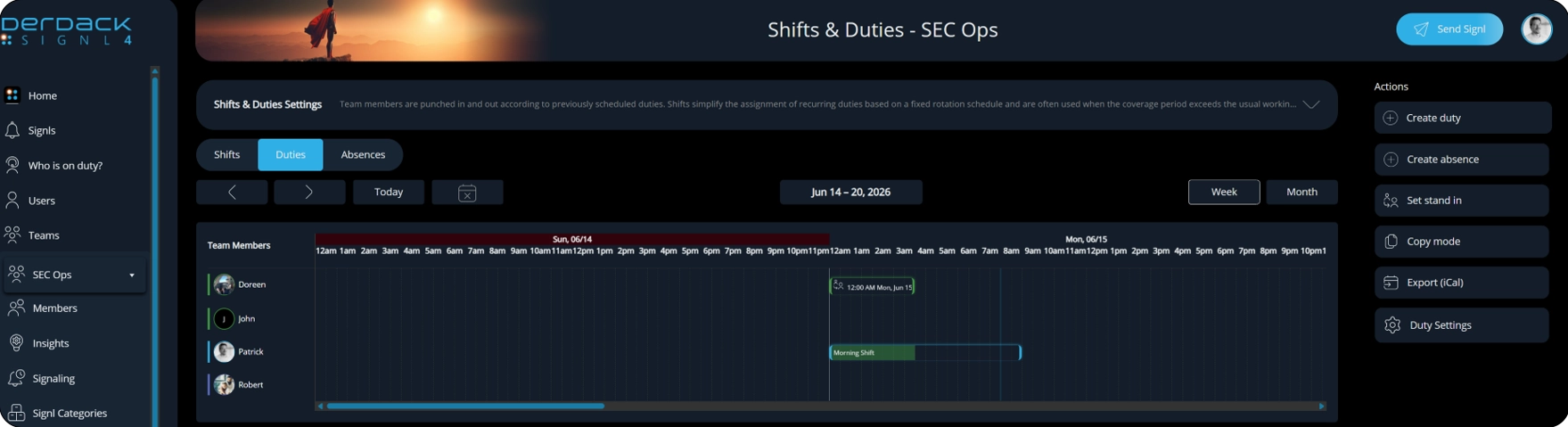 Stand-In Shift after set up 