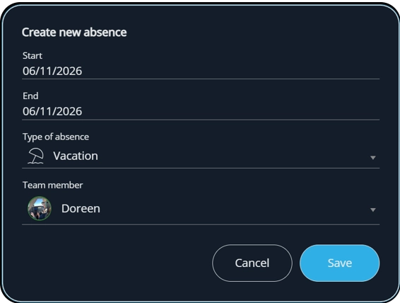 Create new Absence