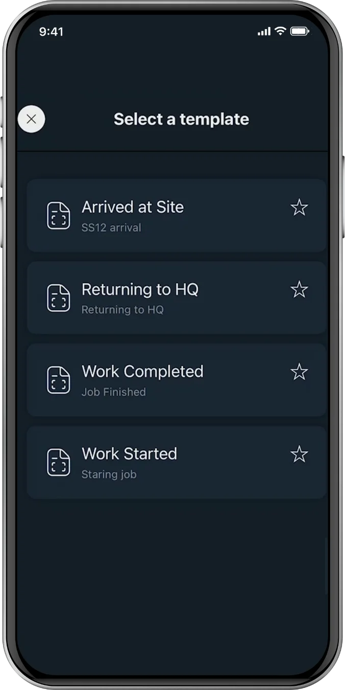 Select a template in SIGNL4's mobile alerting app