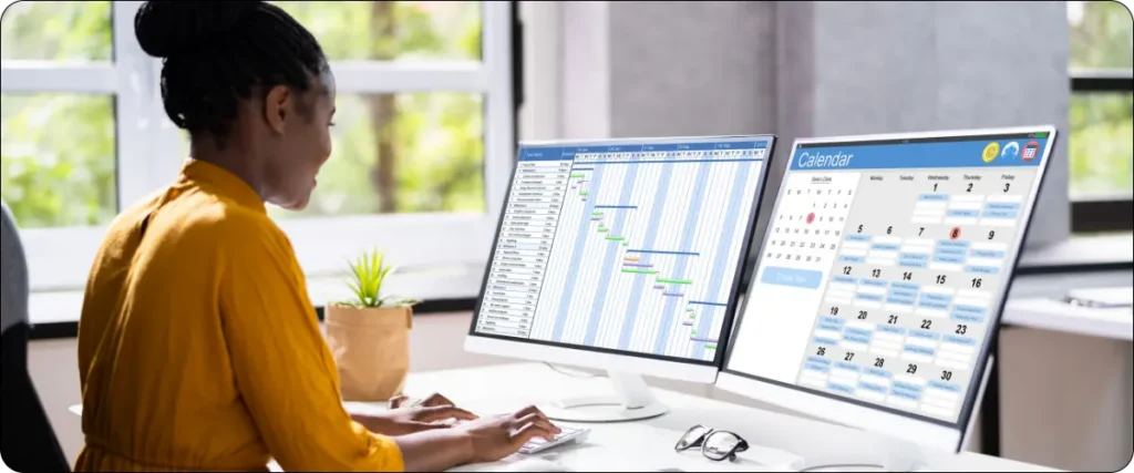 an office worker planning shifts with shift scheduling software